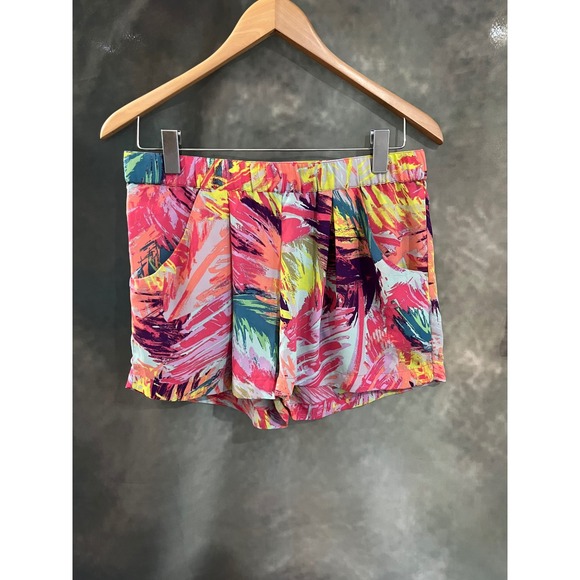 BCBGMaxAzria Pants - BCBG MAXAZRIA Womens Abstract Brushstroke Print Shorts Pink Yellow Multi Size S
